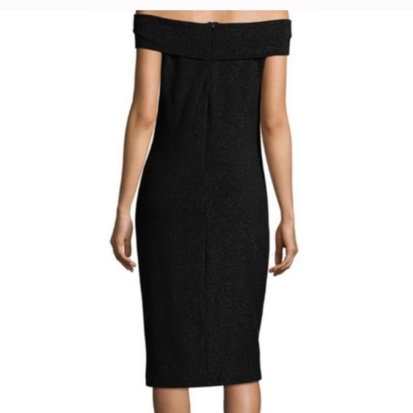 Ted Baker Metallic Shimmer Off Shoulder Bardot Vindy Stretchy Dress in Black - Picture 3 of 9